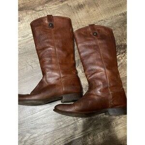 Frye Melissa Button Tall Cognac Brown Leather Riding Boots Women's Size 10